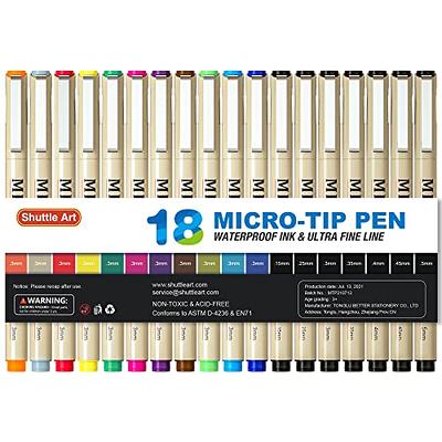 artist pens 0.4mm tip, assorted colors 18-count