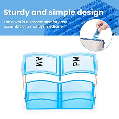 Monthly Pill Organizer 2 Times a Day, one Month Pill Box AM PM, 30 Day Pill  Case Small Compartments to Hold Vitamin and Travel Medicine Organizer, 31