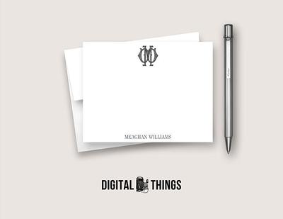 Personalized Stationery Set, Flat Monogram Stationary Notecards, Stationary,  Note Cards, Set Of 10 Dt3185 - Yahoo Shopping