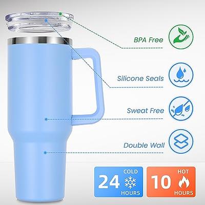 40 oz Tumbler With Handle and Straw Lid for Water,Double Wall Vacuum Sealed  Stainless Steel Insulated Tumblers Mug Dark Blue 