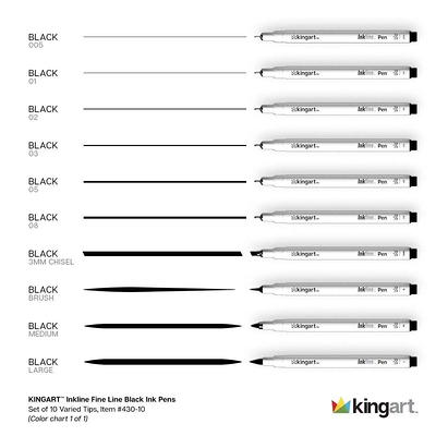 KINGART Inkline Fine Line Art & Graphic Pens, Archival Black Japanese Ink,  Set of 10 Assorted Nibs - Yahoo Shopping