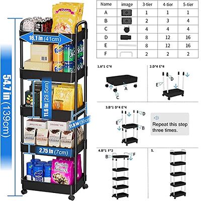 5-Tier Utility Cart with Lockable Wheels - Multipurpose Storage and Craft Organizer  Cart for Bathroom, Laundry, Kitchen - Book, Art, Makeup, Diaper Cart in  Black - Yahoo Shopping