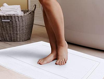 White Classic Luxury Bath Mat Floor Towel Set - Absorbent Cotton Hotel Spa  Showe