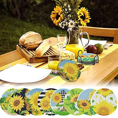 Sunflower Diamond Painting Coasters DIY Diamond Art Coaster 5D Full Drill Diamond  Coaster Acrylic Round Cup