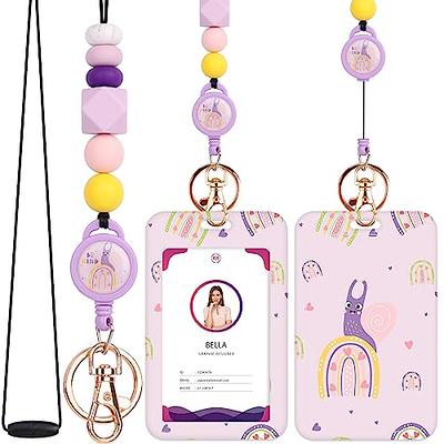 Teacher Lanyards for ID Badges, Retractable Lanyard with ID Badge Holder  Cute Women Silicone Beaded Breakaway Lanyard with Badge Reel and Work Card  Holder-Purple Snail - Yahoo Shopping