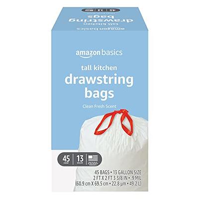 simplehuman Extra Strong Odor-Absorbing Tall Kitchen 13 Gallon Drawstring  Trash Bags, 50% PCR content, 40 Count