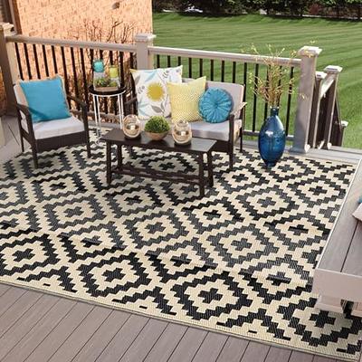 MontVoo Outdoor Rug - Waterproof 5x8 ft Reversible Patio, RV Camping Rug -  Plastic Straw Rug for Indoor Outdoor Area, Picnic, Beach, Deck - Boho Decor