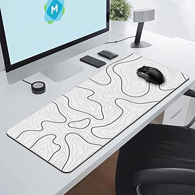 Large Gaming Mouse Pad With Stitched Edges, Minimalist Topographic