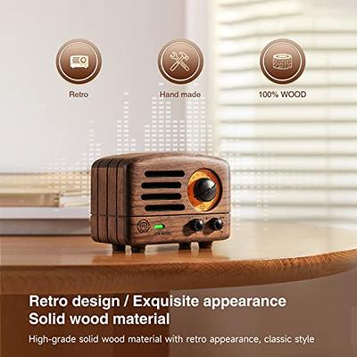 Vintage Greadio Walnut Wood Bluetooth Speaker Radio - Retro Style, Bass  Enhancement, Loud Volume, Bluetooth 5.0, MP3 & FM Radio