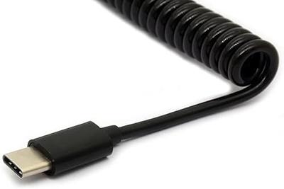 MXTECHNIC USB Type C Cable for Car, 90 Degree Coiled(9.8FT) Curly USB A to