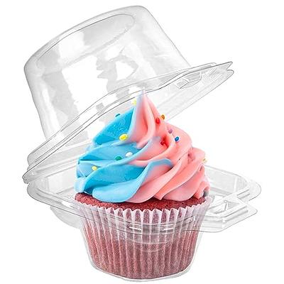 High Dome Plastic Cupcake Containers Holder Carrier, Holds 6