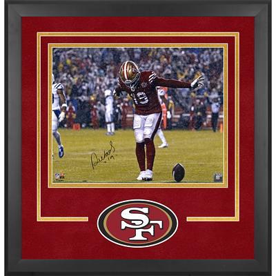 Christian McCaffrey San Francisco 49ers Unsigned Runs the Ball in Scarlet  Jersey Photograph