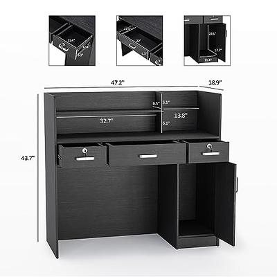 FUFU&GAGA 63 in. W-28.7 in. H White Computer Desk with 3-Drawers, 1-Storage Cabinet and 2-Adjustable Shelves