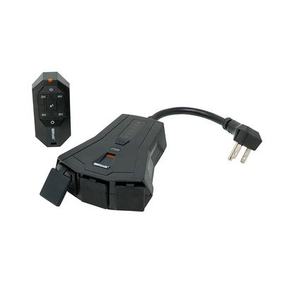 Minoston Outdoor Remote Control Outlet, Wireless Remote Plug Weatherproof, 100ft Range 15A, Black