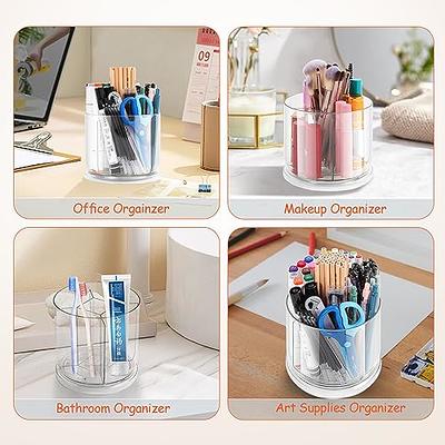 Acrylic Pen Holder for Desk, Acrylic Desk Organizer Clear, 360 Degree  Pencil Holder for Desk Kids, Rotating Desk Organizer Rotating Pen Holder  for