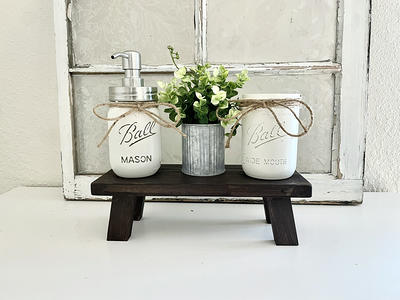 Farmhouse Tray Wooden Riser Soap Dispenser Tray Bathroom 