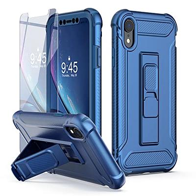 COOLQO Compatible for iPhone XR Case, with [2 x Tempered Glass Screen  Protector] Clear 360 Full Body Coverage Hard PC+Soft Silicone TPU 3in1  [Heavy