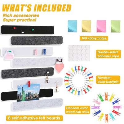 8 Packs Strips Felt Bulletin Board Bar with 50 Push Pins for Office  Home,Self-Adhesive Felt Cork Board Bar Strips for Paste Notes, Photos,  Schedules(Black,White,Gray) - Yahoo Shopping