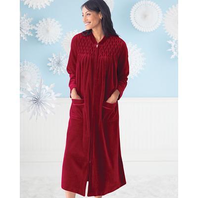 Appleseeds Women's Velour Smocked Robe - Red - PM - Yahoo Shopping