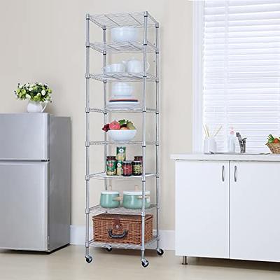 Finnhomy Heavy Duty 8 Tier Wire Shelving with Wheels, Storage Rack Thicken  Steel Tube, Pantry Shelves, Adjustable Shelving Unit