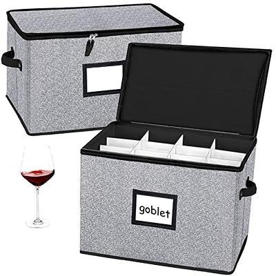 Mayniu Stemware Storage Cases, Wine Glass Storage Box Containers with  Dividers for Glassware Crystal Storage and Transport, Hard Shell and  Stackable