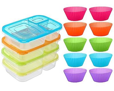 EcoPreps Glass Meal Prep Containers with Bamboo Lids, 2 Compartment Glass Bento Box Containers【3 Pack】 100% Plastic Free, Eco-Friendly, Glass Food