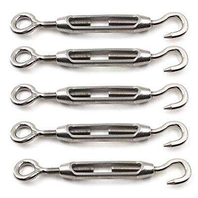 6PCS M6 Hook & Eye Turnbuckle 304 Stainless Steel Turnbuckle Wire Rope  Tension Heavy Duty Turnbuckles for Cable Railing Wire Rope Hardware Kit  (M6, Hook & Eye) 