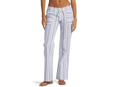 Roxy Womens L Oceanside White Linen Blend Casual Relaxed Fit Low