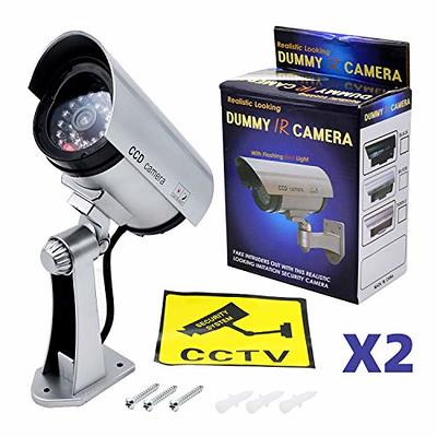 Dummy False CCTV Camera With Flashing LED Light - Silver