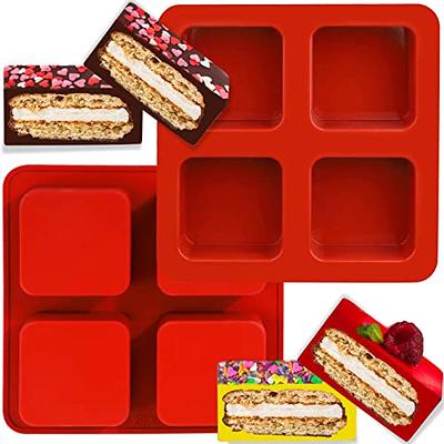 2 Pcs 4 Cavity Chocolate Covered Cookies Molds for S'mores, Square