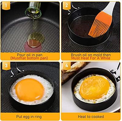 1 Set Egg Rings For Frying Pan Round Egg Mold With Oil Brush, Egg