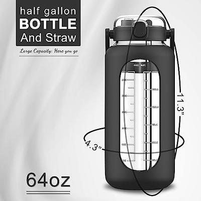 Dysco 64 oz Glass Water Bottles: Time Marker Half Gallon