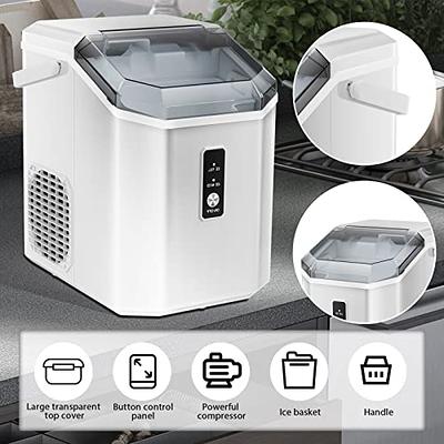 Nugget Countertop Ice Maker with Soft Chewable Ice, 34lbs/24H, Pebble Portable Ice Machine with Ice Scoop, Self-Cleaning - Silver