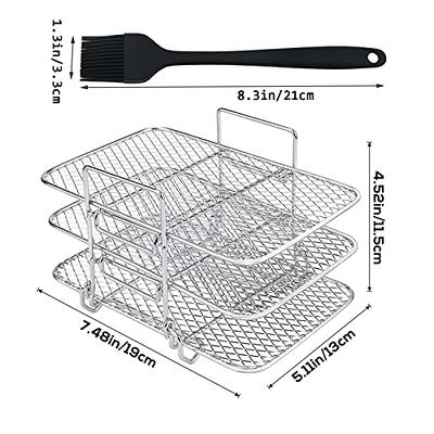 3Pcs Stackable Air Fryer Rack Compatible with Ninja Dual Air Fryer,  Rectangle Stainless Steel Dehydrator Rack Compatible with Ninja Dual Air  Fryer