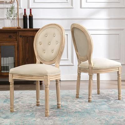 2Pcs French Dining Chairs Kitchen Chair Upholstered King Louis Back Side  Chair