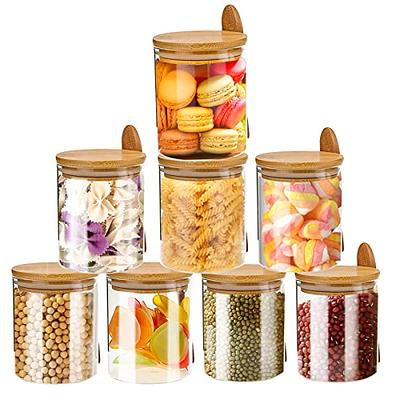 Glass Jars with Bamboo Lids and Spoon Airtight, 18.5Oz Food Storage  Containers for Sugar Coffee Nuts, Glass Kitchen Canisters for Flour,  Cookie