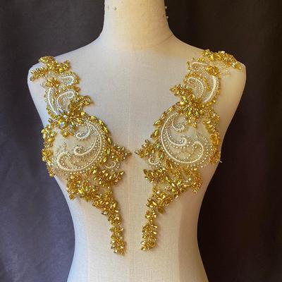 Gold Hand Crafted Rhinestone Applique For Dress & Dance Costume, French  Bead - Yahoo Shopping