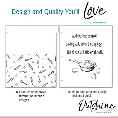 Outshine Premium Kraft Recipe Cards 4x6 Inches Farmhouse Design