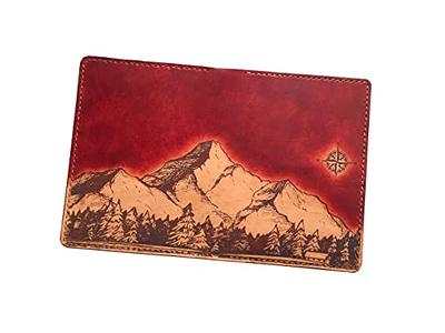 Mountain sky night leather handmade passport cover holder wallet