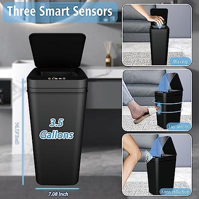 TemphytBong Bathroom Automatic Trash Can with Lid - 2 Pack 2.5 Gal & 4 Gal  Touchless Motion Sensor Small Garbage Can - Smart Electric Narrow