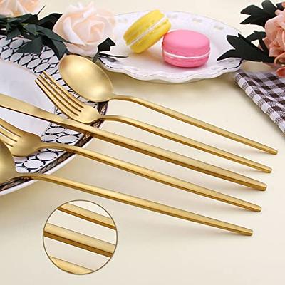 White And Gold Silverware Set for 8, 40-Pieces Matte Gold And  White Handle Flatware Set, Stainless Steel Cutlery Tableware set, Kitchen utensils  set Include Spoons And Forks Set, Dishwasher Safe