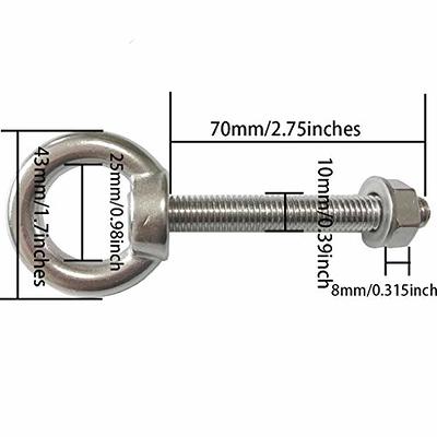 M12 x 70mm 304 Stainless Steel Machinery Shoulder Lifting Eye Bolt