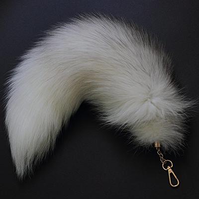  Fosrion Supper Huge and Fluffy Real Fox Tail Fur Halloween  Cosplay Toy Handbag Charm Accessory Key Chain Ring Hook Tassels Blue :  Clothing, Shoes & Jewelry