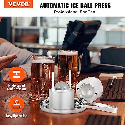 VEVOR Ice Ball Press Kit, Aircraft Al Alloy Ice Press with Ice Block Mold,  Large Mat, Tong, Drip Tray, One Glass, Round Ice Ball Maker 2.4/60 mm Ice