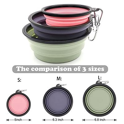 Kytely Large Collapsible Dog Bowl 2 Pack, 34oz Foldable Dog Travel Bowls, Portable Dog Water Food Bowl with Clasp, Pet Cat Feeding Cup Dish for