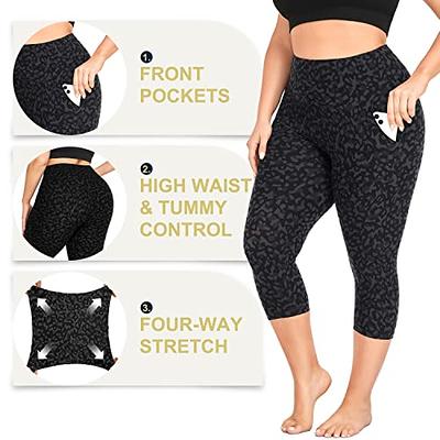 3 Pc Women Leggings Plus Size Stretch Capri Soft High Waisted Tummy Co —  AllTopBargains