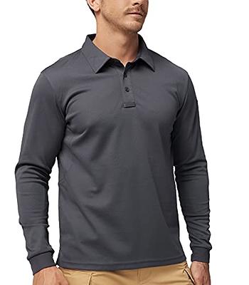 MIER Men’s Outdoor Tactical Long Sleeve Polo Shirts, Grey / M