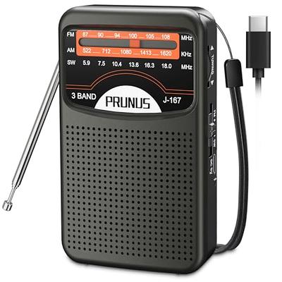 AM FM Radio with Speaker and Earphone Jack, Small Transistor Radio, Battery  Operated, Best Mini Radio Antenna Reception for Emergency by MIKA (Black) 