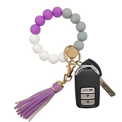 Silicone Key Ring Bracelet Beaded Wrislet Keychain Portable