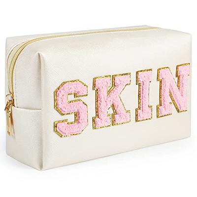 Chenille Letter Clear Makeup Bags Skin Pouch Preppy Patch Makeup